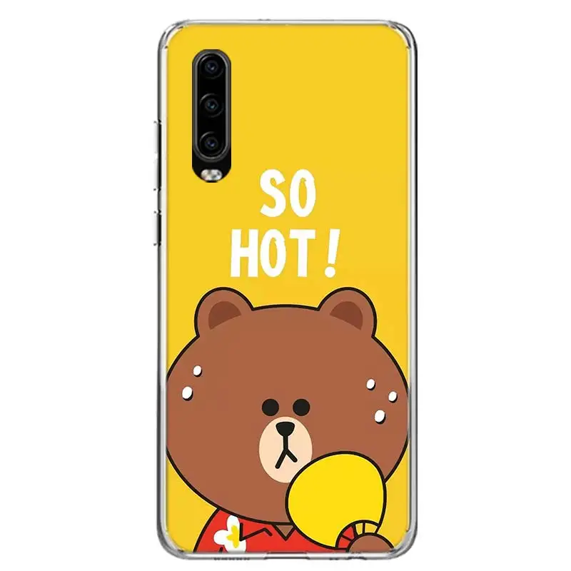 Чехол для телефона Line Town с коричневым медведем для huawei P30 P20 mate 30 20 10 Pro P10 Lite P Smart Z+ Coque Shell Capa