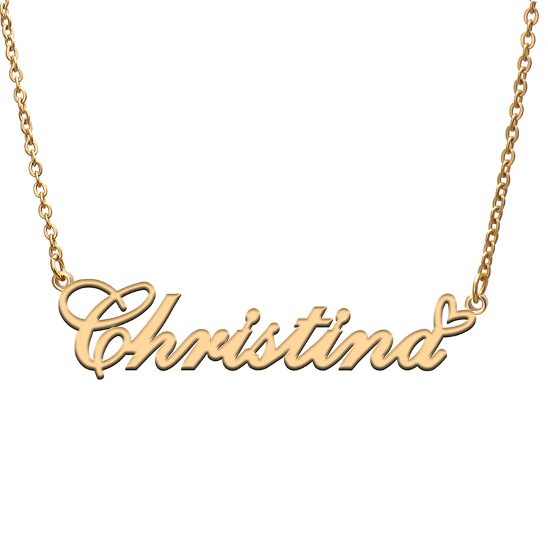 Christina Name Tag Necklace Personalized Pendant Jewelry Gifts for Mom Daughter Girl Friend Birthday Christmas Party Present