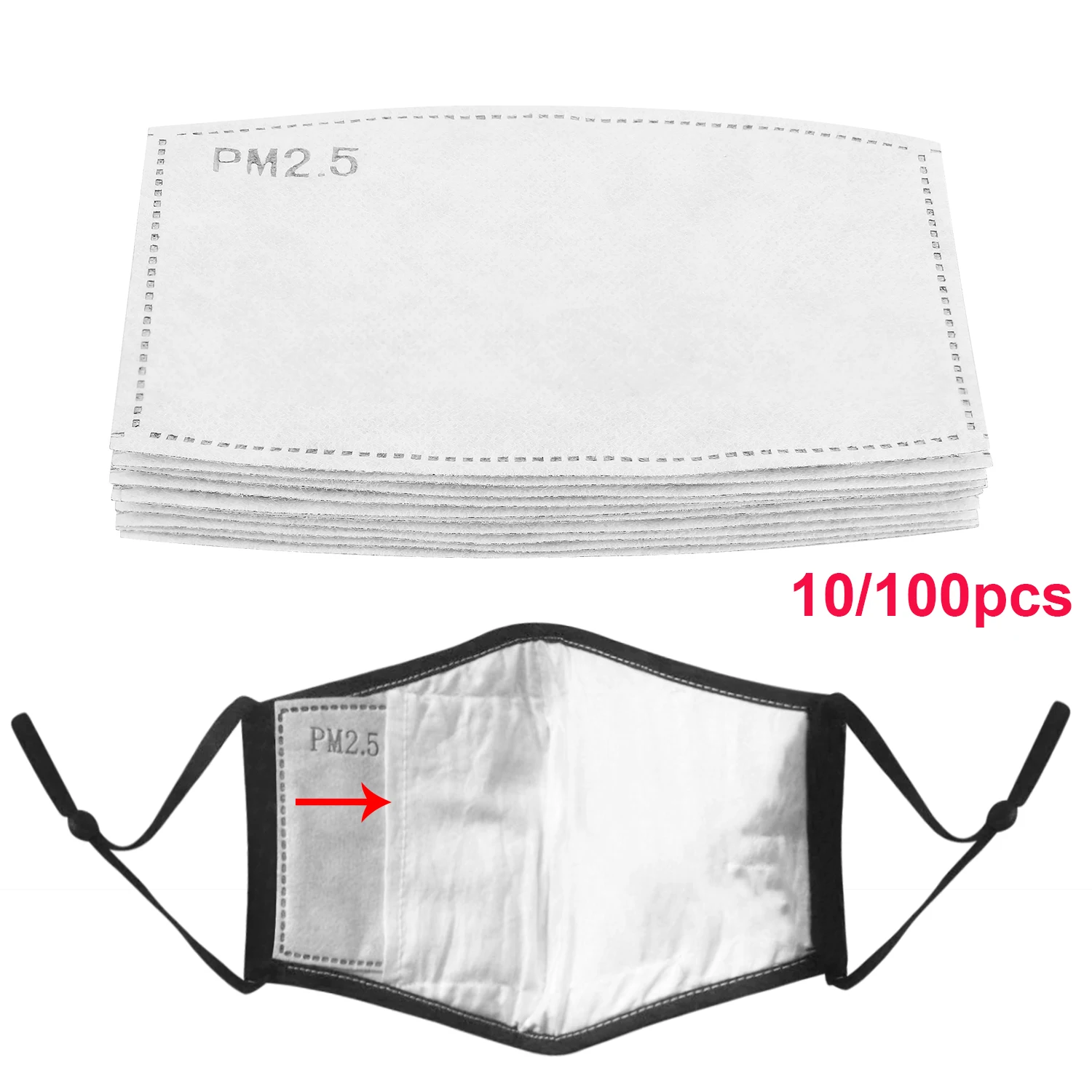 

10/20/50/100Pcs Anti Dust Droplets Mask Filter Replaceables Insert for PM2.5 Paper Haze Mouth Mask 100pcs Filters