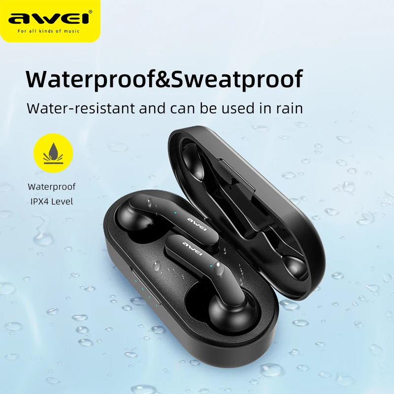 Awei T10C Handsfree Bluetooth Earphone Headset True Wireless TWS Headphone 5.0 Earbuds For In Ear Buds Phone Mobile Blutooth HD