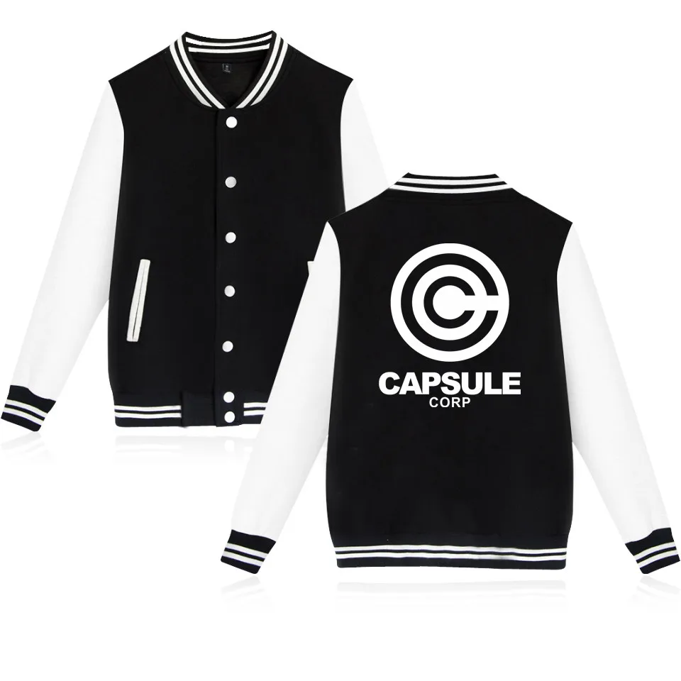 

Fashion Design Dragon Ball Z CAPSULE CORP. Baseball Jacket Men/Women Uniform Coat Harajuku College Sweatshirt Streetwear Jackets