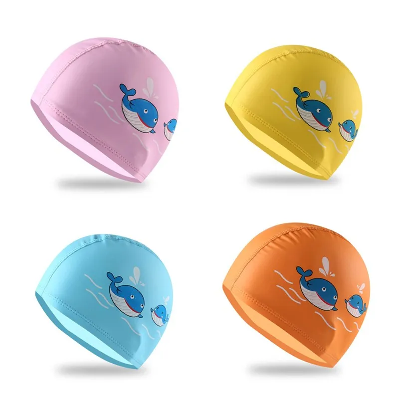 1-10 anni Cartoon animali bambini cuffie da nuoto elastico ragazzi Gilrs cappello da nuoto capelli lunghi cuffia da piscina impermeabile