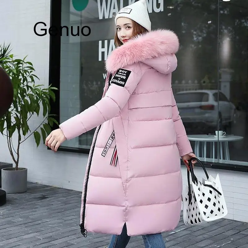 Winter Jacket Women High Quality Coat Female Long Slim Solid Color Female Jackets Zip Fur Collar Women Jacket