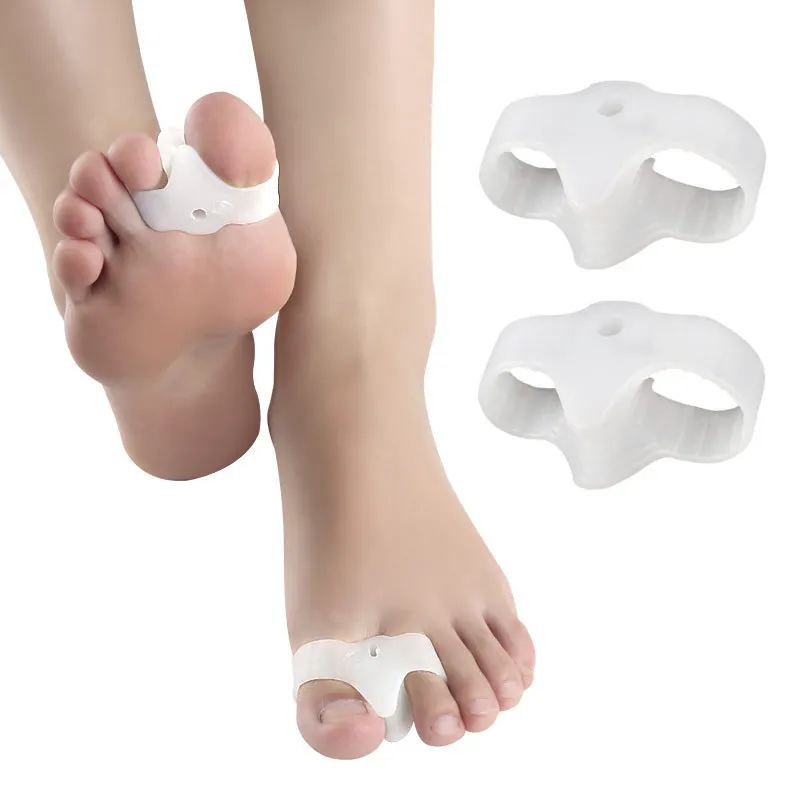 1 Pair Silicone Gel Foot Fingers Two Hole Toe Separator Protector Bunion Adjuster Hallux Valgus Bunion Corrector Feet care