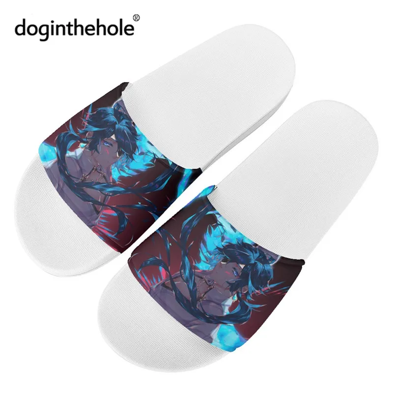 

Doginthehole Genshin Impact Print Couple Slippers 2021 New Comfort Women Beach Sandals Anime Summer Outdoor Flat Slides Shoes