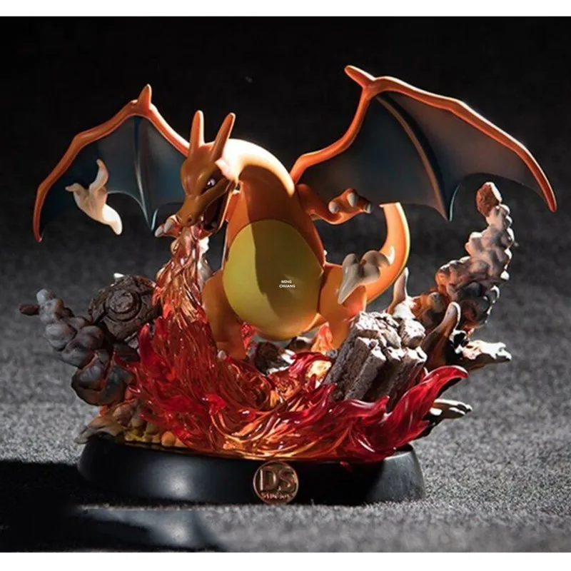 8" Simulation Animal Statue Charizard Bust Flamethrower Full-Length Portrait With LED Light GK Action Figure Toy BOX 21CM V658
