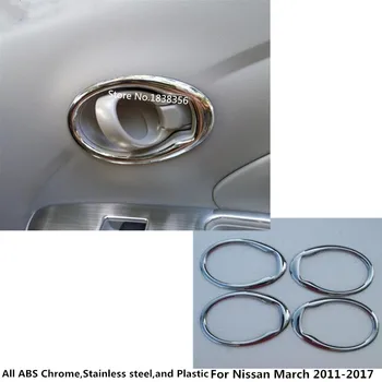 

For Nissan March 2011 2012 2013 2014 2015 2016 2017 car styling cover stick trim ABS chrome door inner handle bowl frame 4pcs