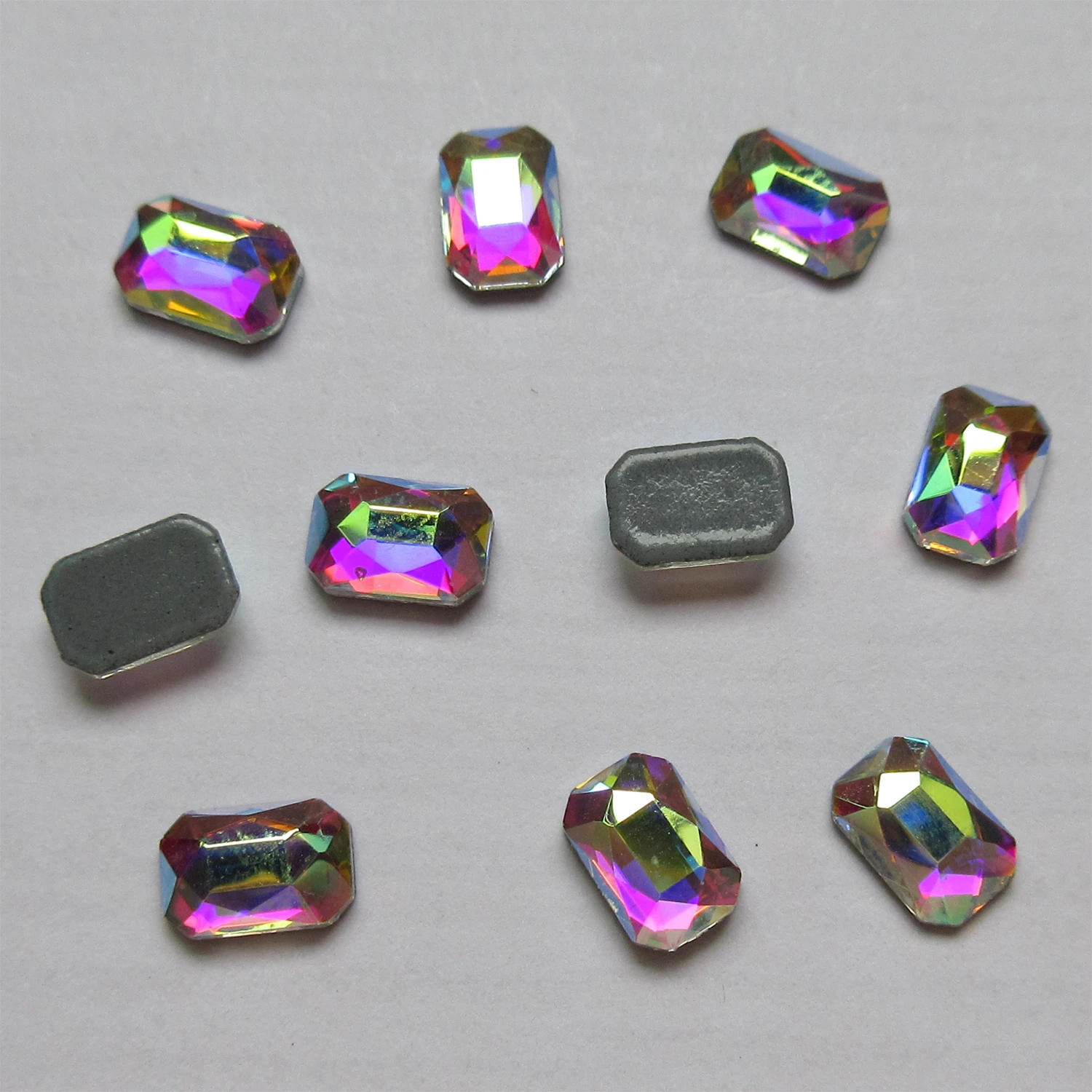 

4x6mm New Octagon Crystal AB Flat Back Hotfix Rhinestones Iron On Flatback Crystals Rectangle Stones For Clothes Decorations