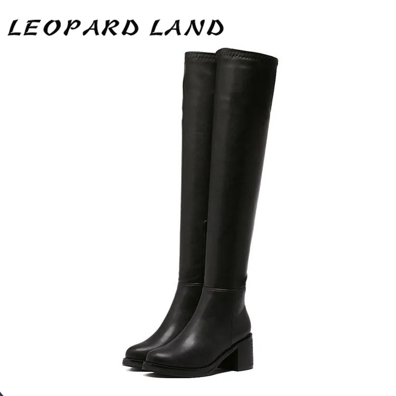 LEOPARD LAND Autumn Winter New Over-the-knee Boots Thick With Elastic Boots Thick With High Boots Women's Boots JXQ-006-6