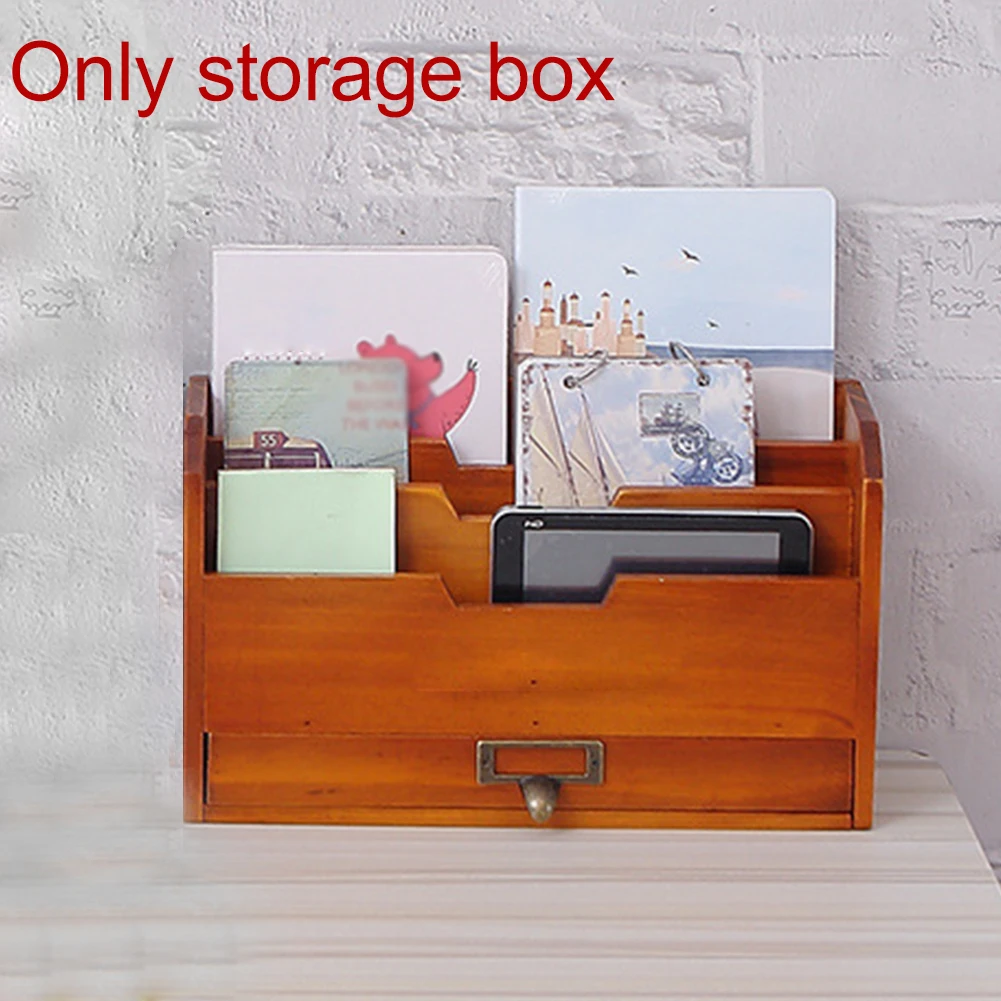 

Wall Mounted Card Home File Storage Holder Post Mail Document Vintage Paper Grid Letter Rack Office Desktop Wooden
