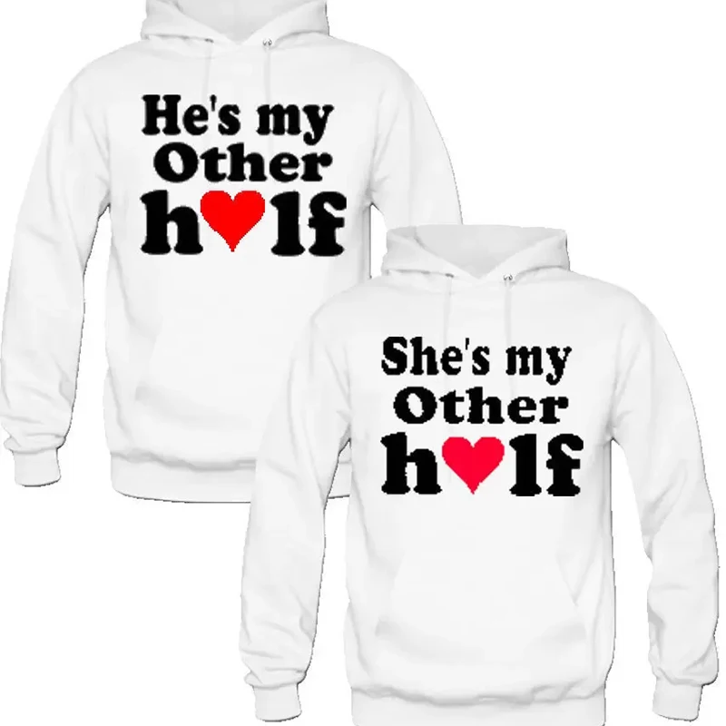 Повседневные пуловеры в подарок худи с принтом He's My Other Half She's для пар женские