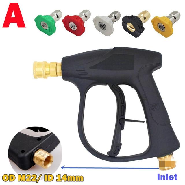 Pressure Car Wash Gun With 5pcs G1/4 Nozzles Angle Adjustable Jet Washer Clear Tool