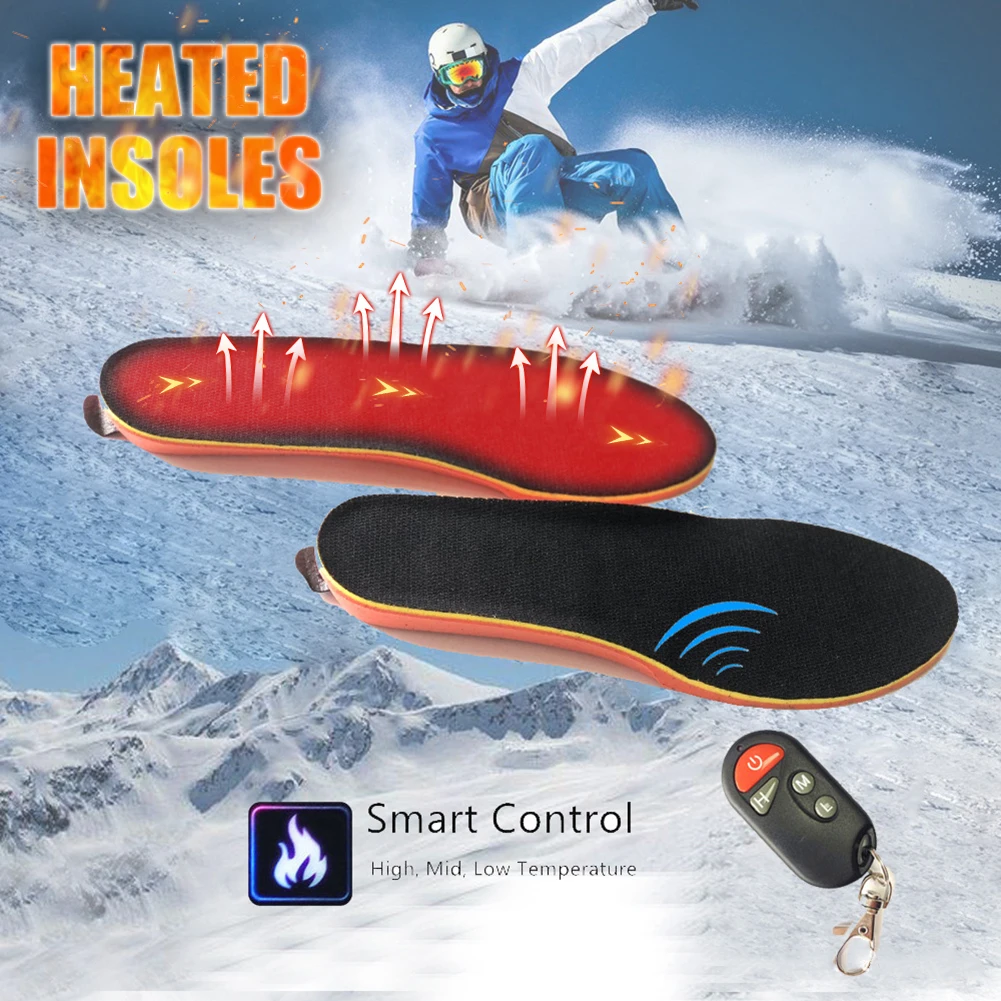 

1800mAh Rechargeable Electric Heating Insoles With Remote Control Winter Warm Sport Insoles Pads For Hiking Camping Unisex