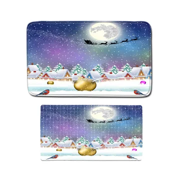 

Christmas pattern bathroom mat eco-friendly PVC European style household bottom suction cup non-slip bath mat rug bathtub carpet