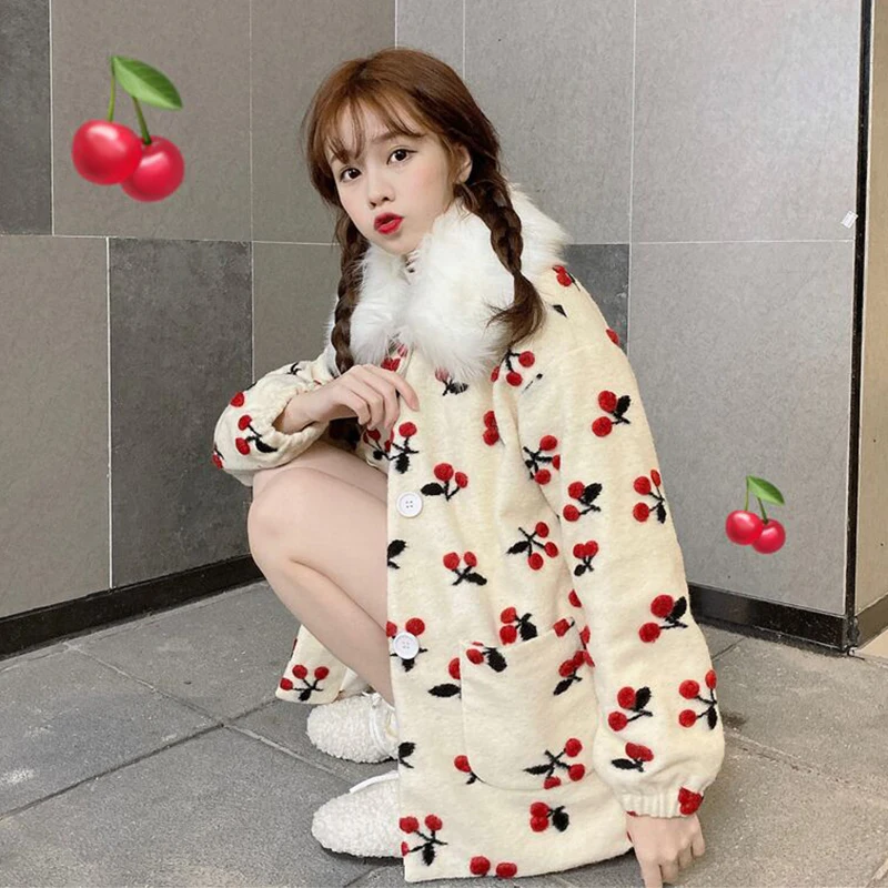 picture color Зимнее маленькое новое пальто; Женская шерстяная куртка для девочек-подростков; однобортное Свободное пальто с длинными рукавами в студенческом стиле - Цвет: picture color