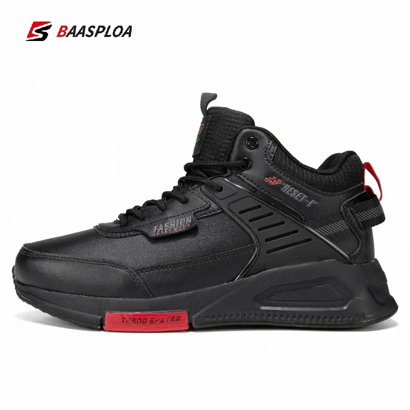  Baasploa Men Winter Sneakers Plush Warm Casual Sneakers For Men Leather Waterproof Walking Shoes Non-Slip Free Shipping 