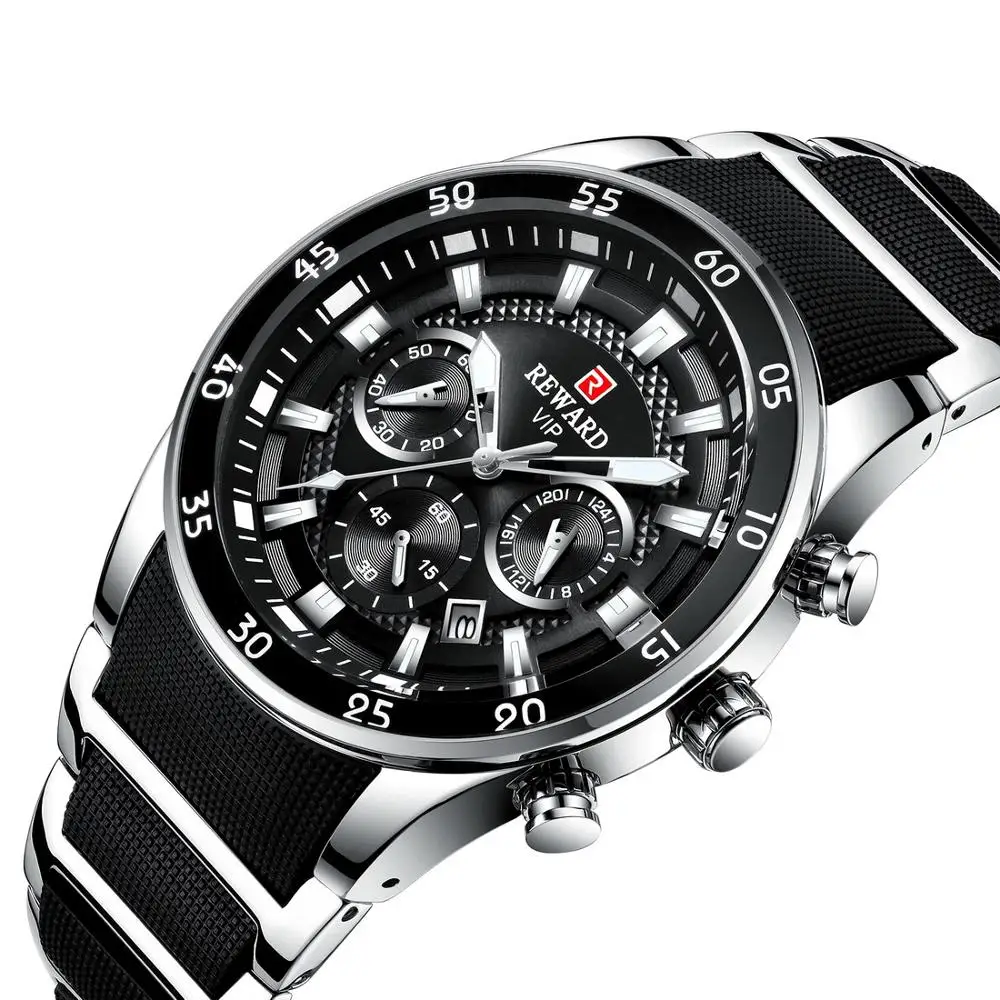 black silver Мужские часы класса люкс, силиконовый ремешок, кварцевые наручные часы, мужские часы, синие, модные, водонепроницаемые, военные, спортивные часы, мужские - Цвет: black silver