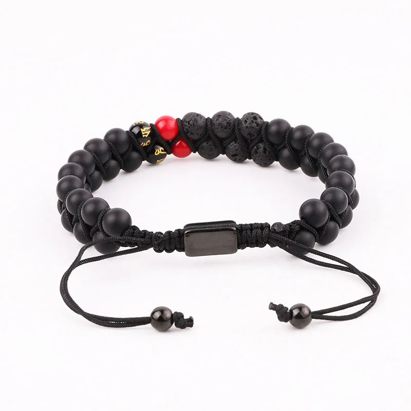 New Design Natural Lava Stone Black Onyx Tibetan Beads Braided Macrame Adjustable Bracelet Women Men - Image 4
