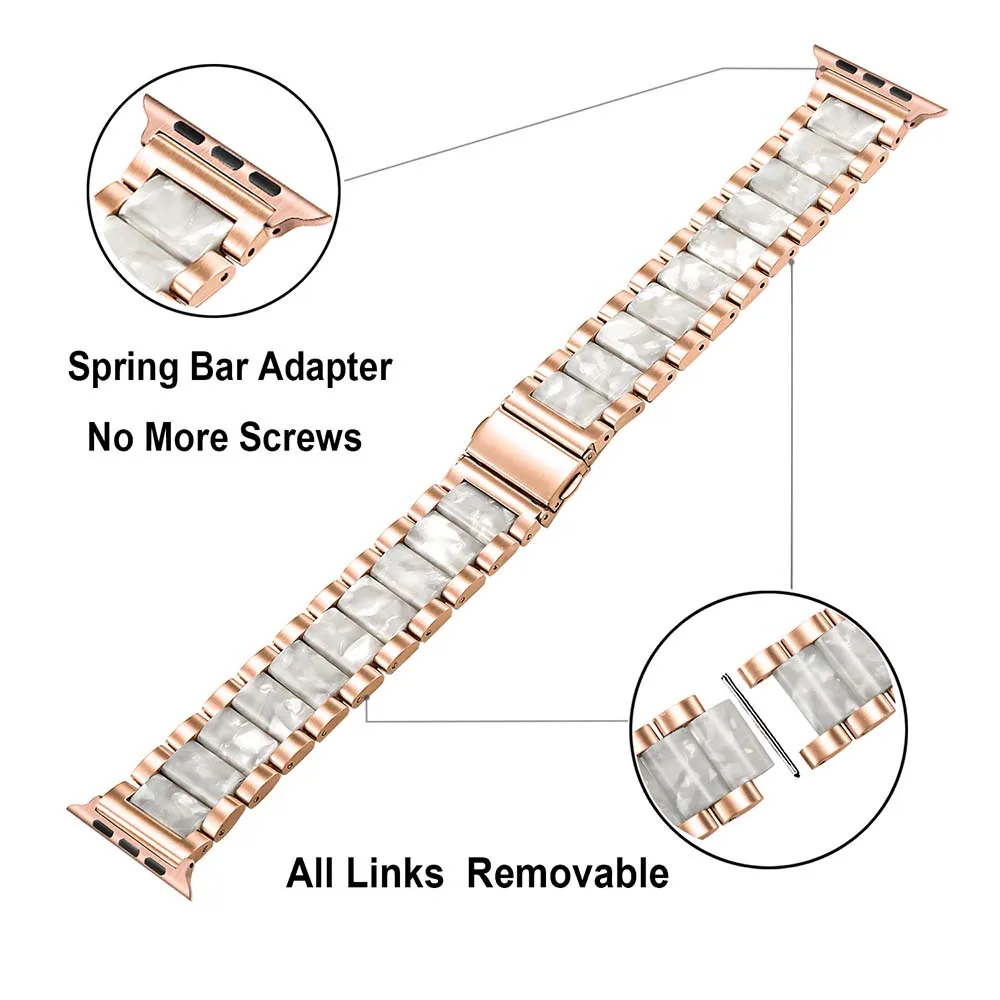 Ремешок для часов из нержавеющей стали и смолы для iWatch Apple Watch Series 5 4 3 2 1 38 мм 40 мм 42 мм 44 мм браслет