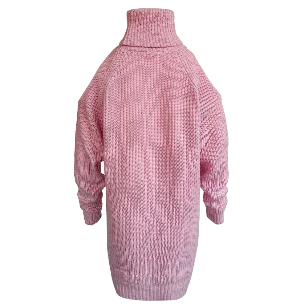 WENYUJH осень-зима с высоким воротником, с вырезами на плечах трикотажное платье-свитер женское однотонное тонкое плюс размер длинные пуловеры джемпер Vestidos