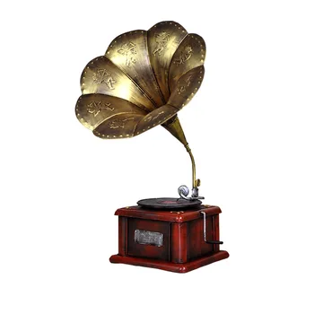 

Retro Phonograph Decoration Creative Home Living Room Black Gum Record Player Model Bar Coffee Shop Decor Props Home Decor