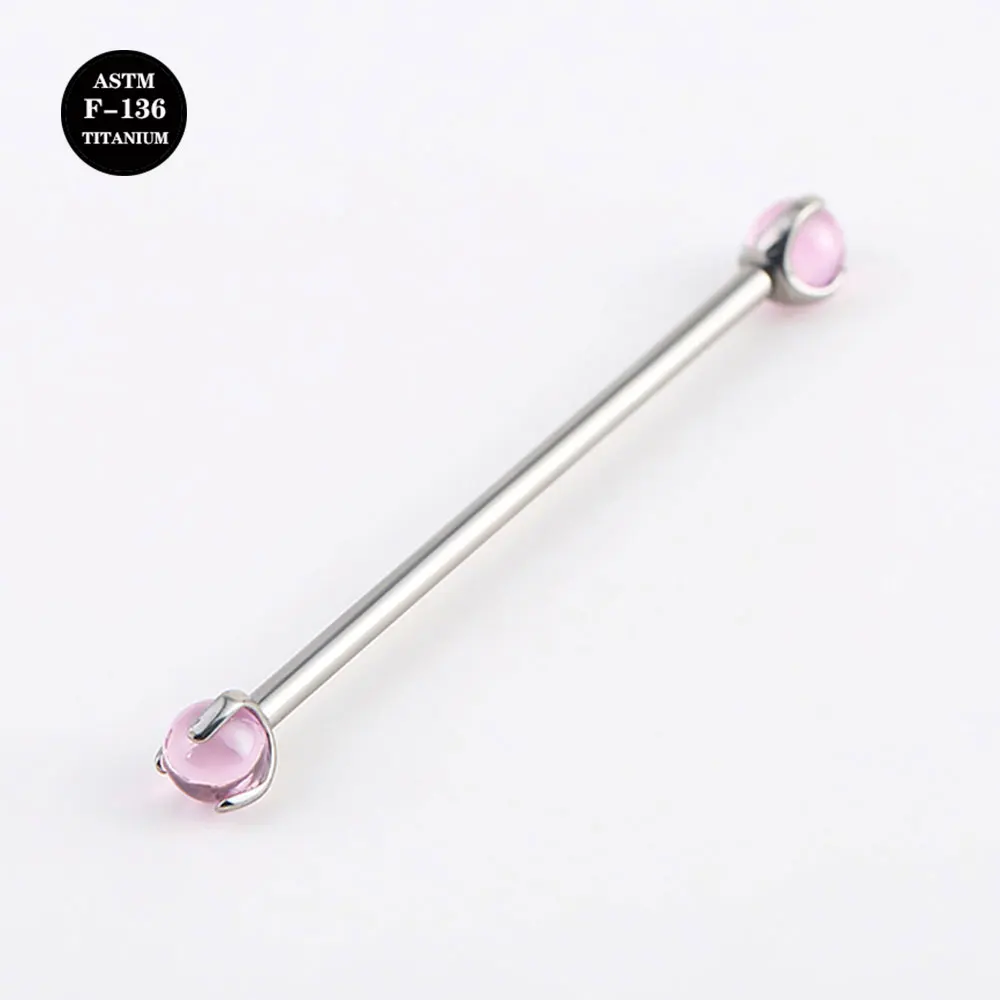 1PCS 14G Impant Grade Titanium Internal Thread Nipple Barbell Opal Cone Ball Piercing Rings Women Body Jewelry Gift 