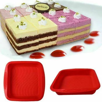 

1PC Square Silicone Cake Mold Pan Bread Chocolate Pizza Pastry Baking Tray Mould Tool Red [4]