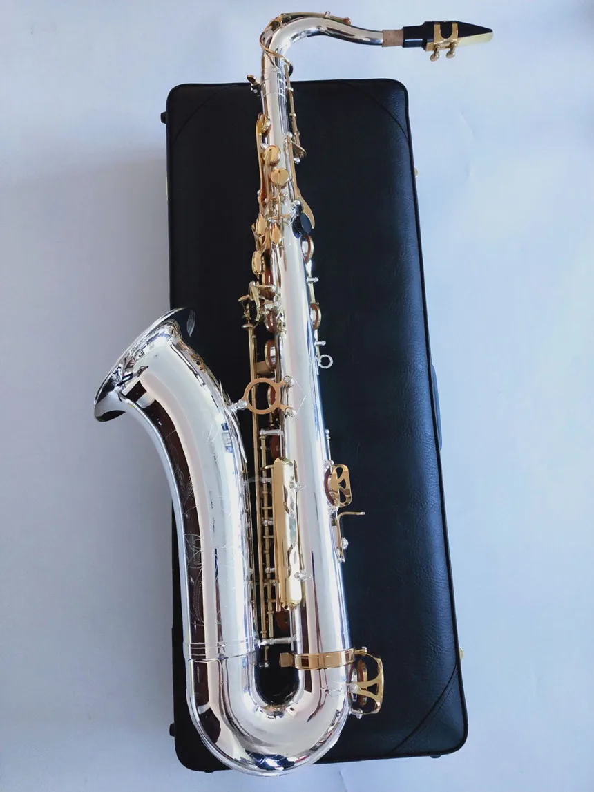 

Tenor Saxophone Brand New Professional Professional T-9937 Tenor Sax Nickel Plated With Case Reeds Neck Mouthpiece