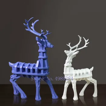 

Creative Nordic Simulated animal Resin geometric abstract deer Crafts ornaments Modern home decorations miniature figurines