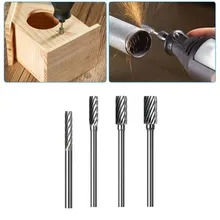 

4 Options 3x3-6mm Rotary File Type A Single Striation Cemented Carbide Rotary Burr 1/8" Shank Wood Carving Rotary Burrs