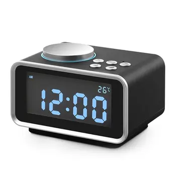 

Digital Alarm Clock Radio, Small with 3.2 inch Backlit LCD Display/Snooze/Dimmer/Battery Backup/Temperature/Dual USB Charging fo