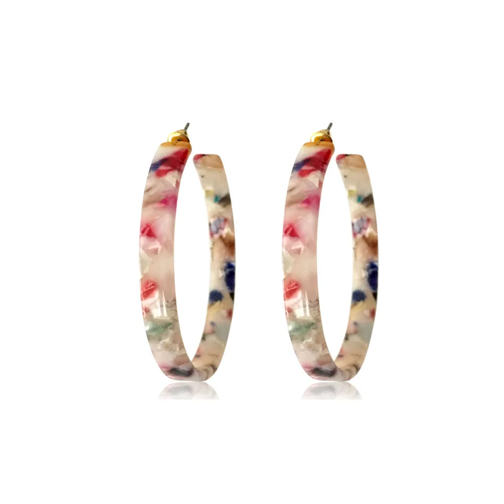 

Fashion Bohemia Acrylic Hoop Earrings Colorful Acetate Hoop Earrings for Women Wedding Party Gift