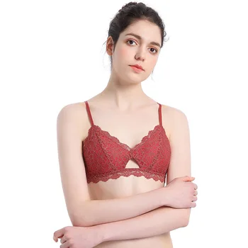 

French triangle cup full lace bra thin cotton cordless underwear for women