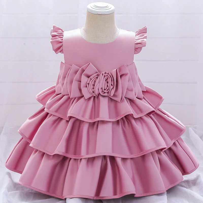 2021 Solid Ceremony Baptism Dress First 1 Year Birthday Dress For Baby