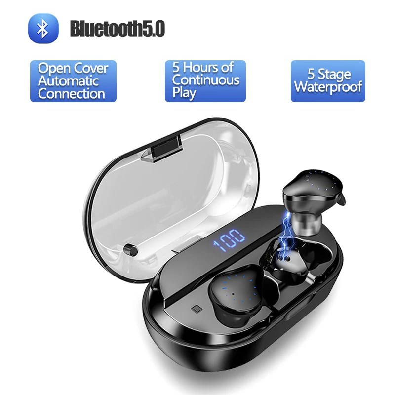 Портативные беспроводные bluetooth-наушники HD стерео Беспроводная bluetooth-гарнитура IPX5 наушники Bluetooth наушники 4000 мАч зарядная коробка