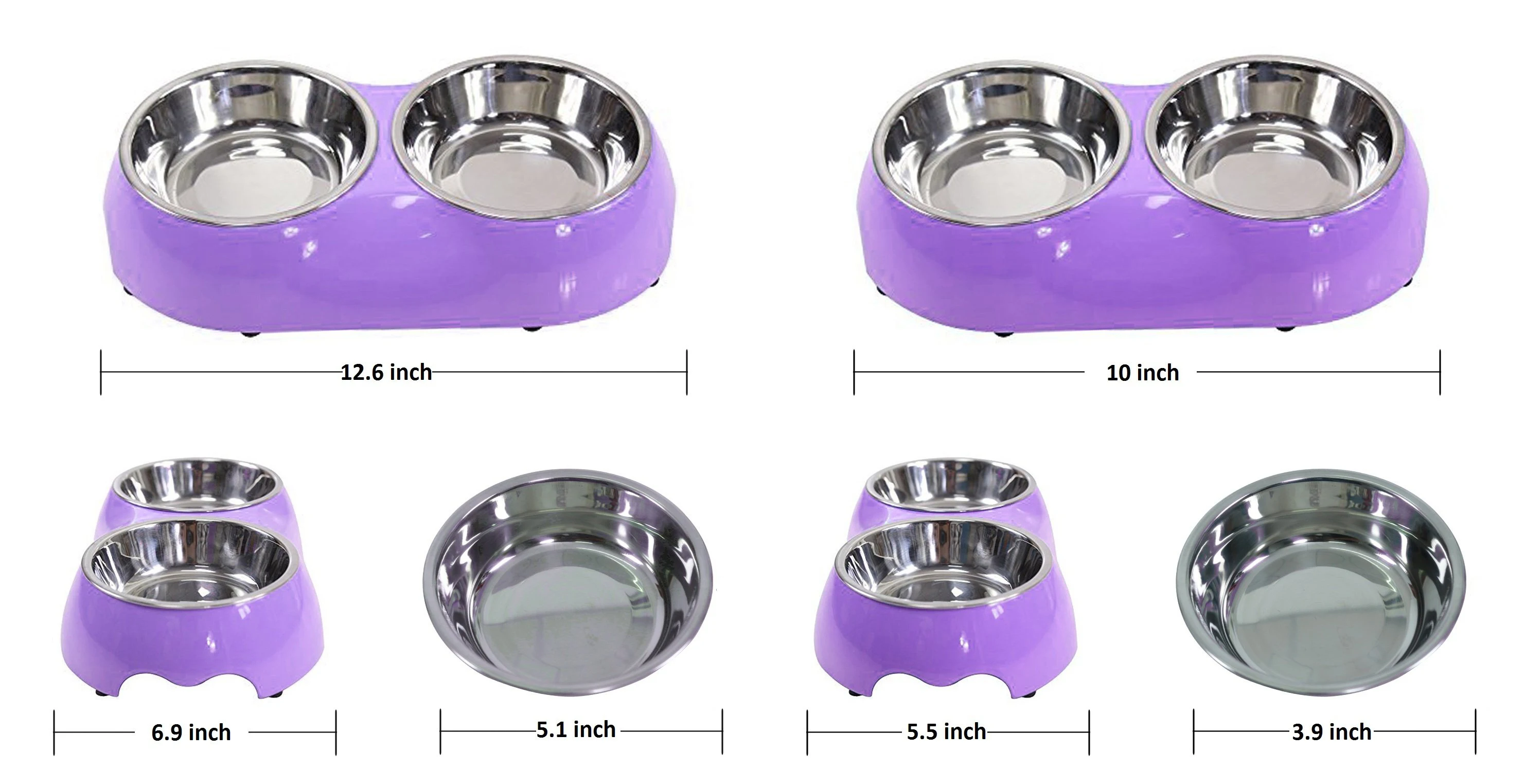 Dog And Cat Stainless Steel Double Diner Food Water Bowl Slow