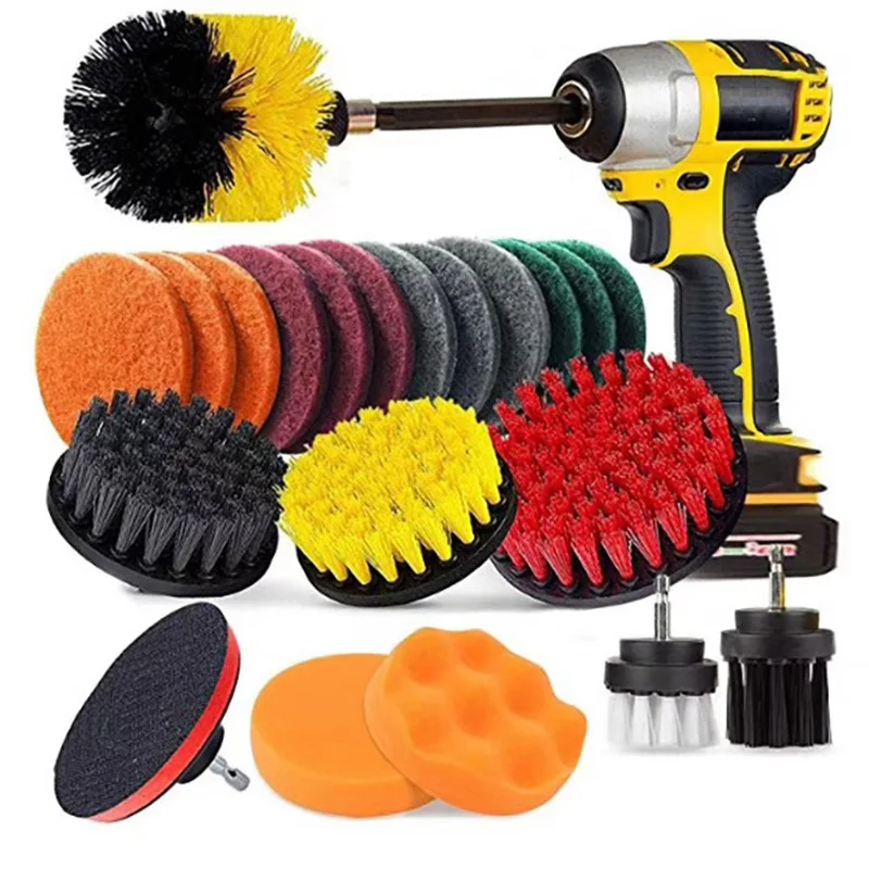 

22x Electric Drill Brush Scrub Scouring Pads Power Scrubber Cleaning Kit Durable