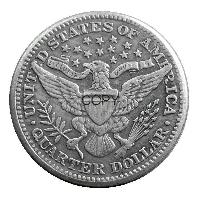 США 1910 P/D Парикмахерская четверть долларов Посеребренная копия монеты