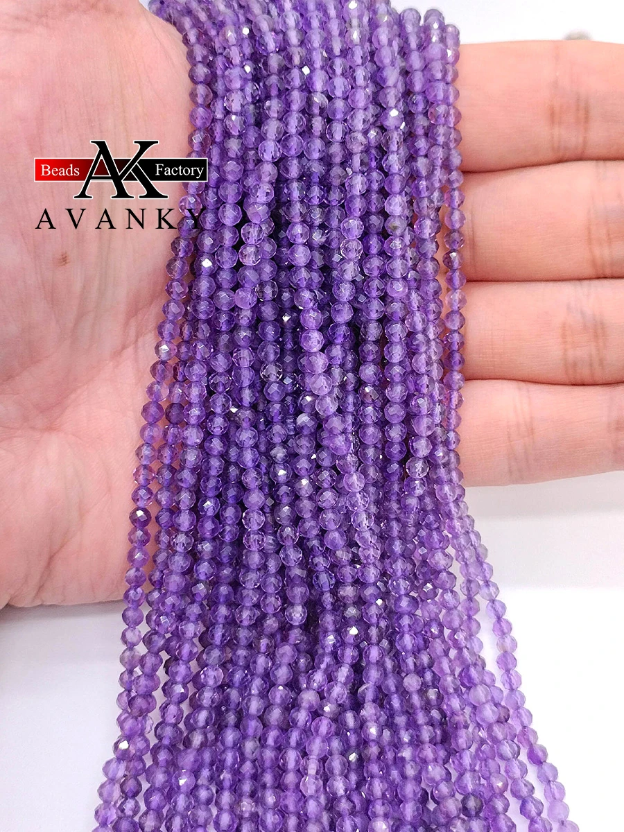 Small Beads Natural Amethysts Beads For Jewelry Making 2/3/4mm Faceted  Spacer Beads Diy Bracelets Necklace Accessories 15