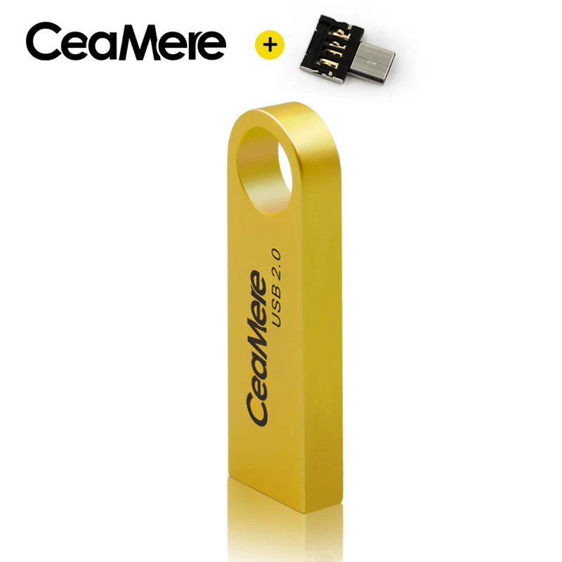 Золотой CeaMere C3 USB флеш-накопитель 8 ГБ/16 ГБ/32 ГБ/64 ГБ флеш-накопитель USB 2,0 флеш-накопитель карта памяти USB диск 512 МБ 256 МБ бесплатно OTG - Цвет: Золотой