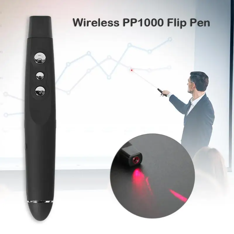 

Wireless PPT Presenter PP1000 Projector Speech Flip Pen Electronic Laser Pointer with Matching and Priority Locking Function