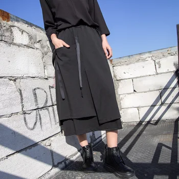 

Korea 2020 New Spring Elastic Waist Solid Color Irregular Skirt Women Streetwear Fashion Loose Casual A-line Skirt Tide PD031