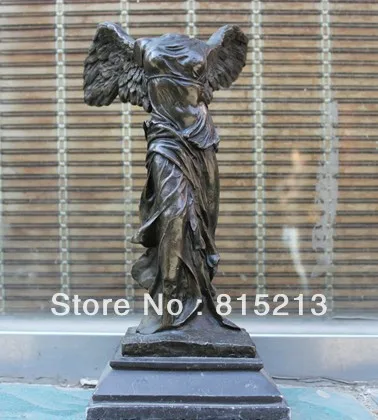 bi00367 12'' Signed Exquisite Marble Base Bronze Statue Angel wings Sculpture | Дом и сад