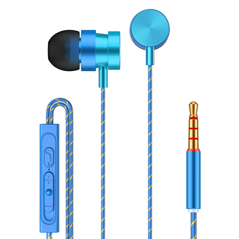 Новинка, металлические наушники-вкладыши, тяжелый бас, металлический кабель, цветные наушники xiaomi с микрофоном для мобильного телефона, MP4, MP3, PC, наушники - Цвет: blue
