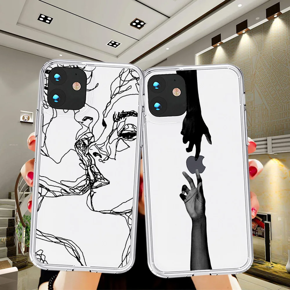 etui Kiss More Often Line Drawing Art prints Love girl Phone Case For iPhone 5 5S SE 6 6S 7 8 X XS XR 11 Pro Max Silicone coque