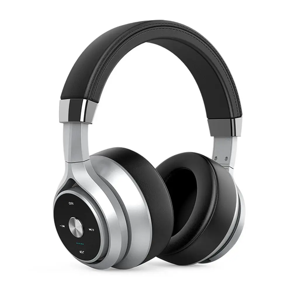 Серебристый Wireless Headphones Foldable Headset Stereo HiFi Bass Earphones Noise Reduction Double Moving Coils EQ Mode - Цвет: Серебристый