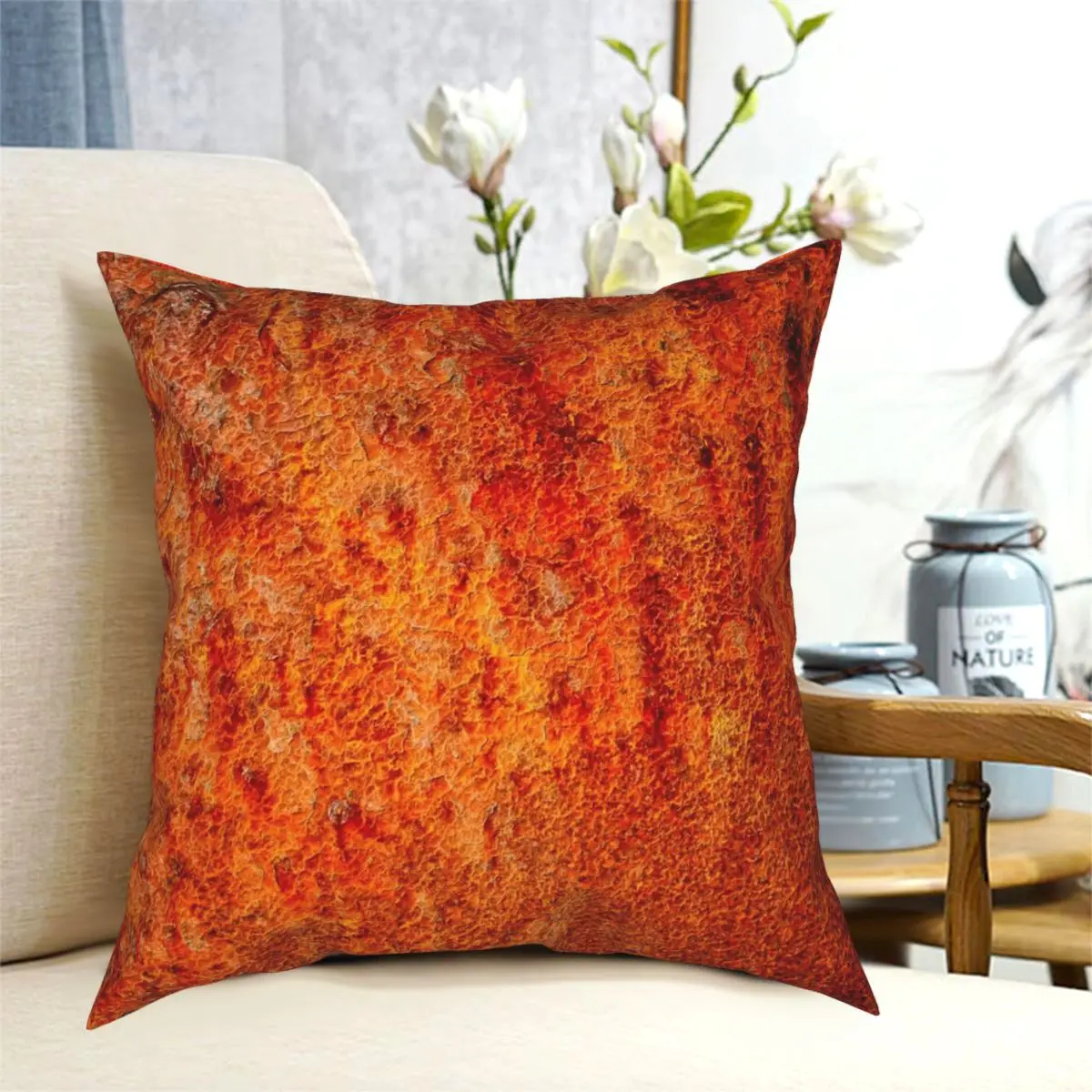 

Burnt Orange Square Pillowcase Polyester Creative Zip Decor Throw Pillow Case Sofa Seater Cushion Cover Wholesale 18"