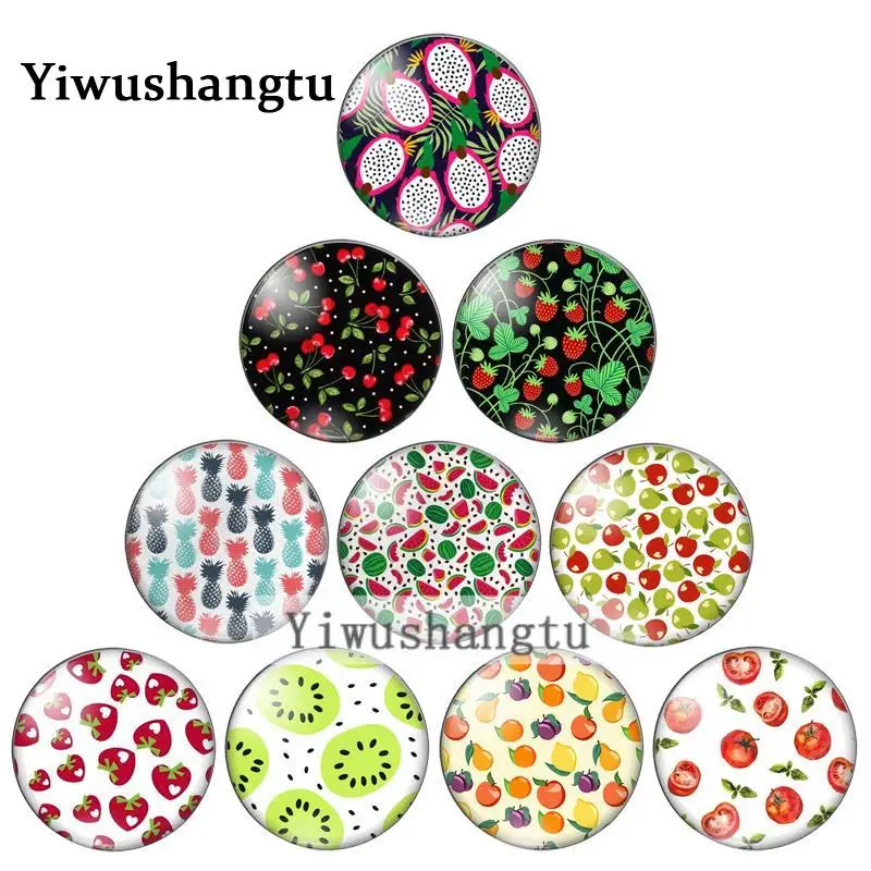 

Delicious fruits strawberry Cherry watermelon 12mm/20mm/25mm/30mm Round photo glass cabochon demo flat back Making findings