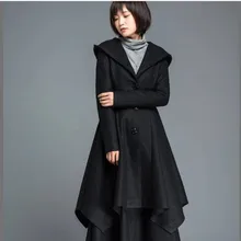 Модный однотонный длинный зимний модный шерстяной пальто, повседневное тонкое шерстяное пальто и куртка, однобортное пальто Femenino