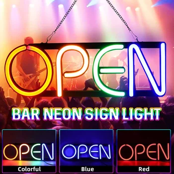 

OPEN Neon Sign Light Bar Pub Party Visual Artwork Lamp Commercial Lighting Colorful Neon Bulbs 100-240V Home Wall Decoration